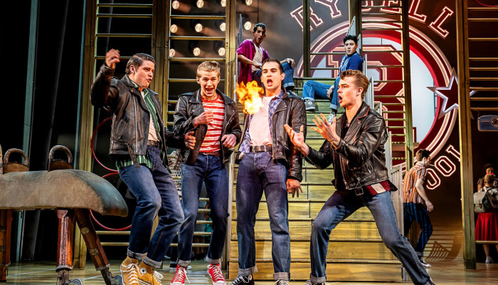 Callum H on stage in West End Grease 2023 2